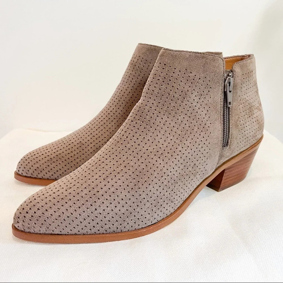 J. Crew Taupe Faux Suede Perforated Booties AR361 Size 10 - Picture 1 of 12
